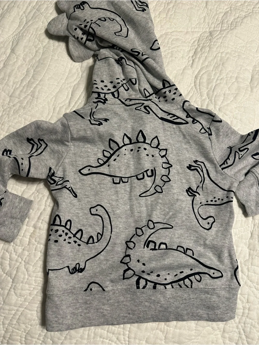 0292 Carter's Gray Dinosaur Hooded Zip-Up Sweatshirt 6 months